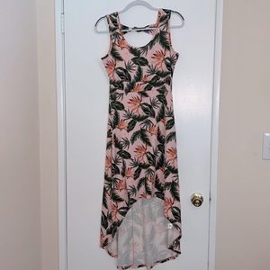 Love at First Sight Pink Tropical Floral Print Hi Lo Dress Size L
